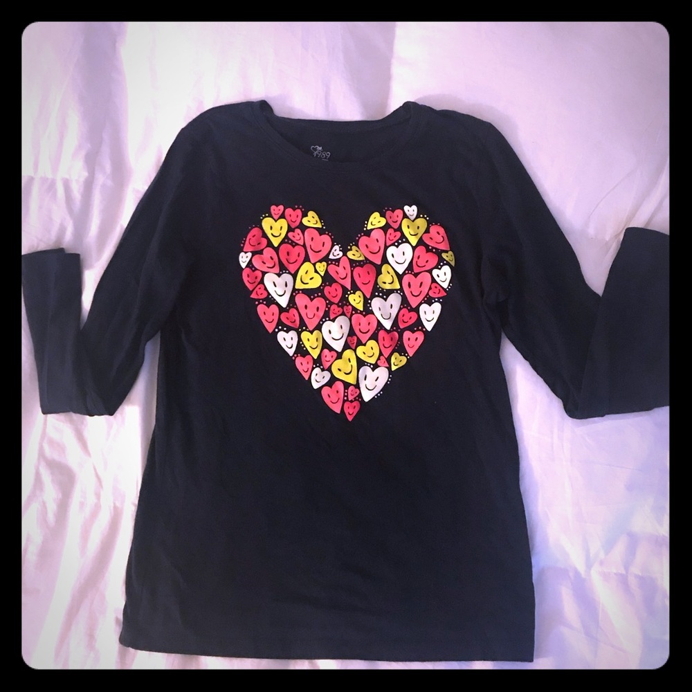 Navy blue long sleeved t- shirt with smiley faces
